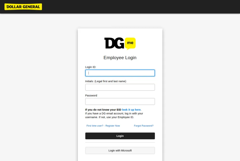 Dgme employee login portal screenshot